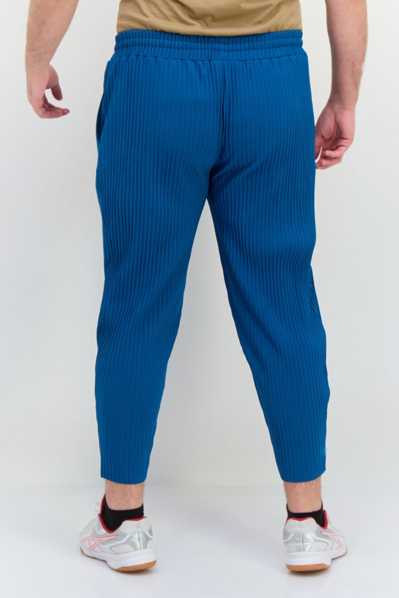 The Giving Movement Men Regular Fit Embroidered Tapered Pants, Teal Blue - Image 3