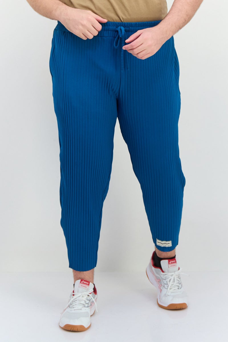 The Giving Movement Men Regular Fit Embroidered Tapered Pants, Teal Blue - Image 1