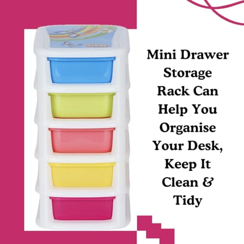 Nabhya Plastic 5 Tier Drawer Medium Size Chester Storage Organizer Cabinet (Multicolour, Size-20 cm, 16 cm, 37 cm) - Image 3