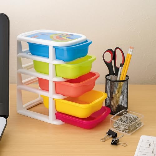 Nabhya Plastic 5 Tier Drawer Medium Size Chester Storage Organizer Cabinet (Multicolour, Size-20 cm, 16 cm, 37 cm) - Image 1