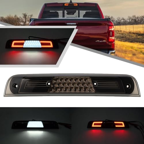 Mingrui test Red LED Third Brake Light for Dodge Ram 1500 2019 2020 2021 2022 2023 2024 3rd Red Brake Lights Rear Center High Mount Stop Lamp White Roof Cargo Lights Smoked Lens(Not for classic models) - Image 1