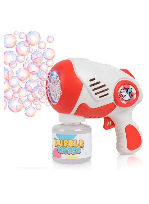 Bubble Machine Bubble Gun For Kids,Big 5 Hole Automatic Silent Bubbles Maker Toy with LED/125ml Solution/360° No leakage Bubble Blower with 10000+ Bubbles Per Minute 1Piece Assorted Color