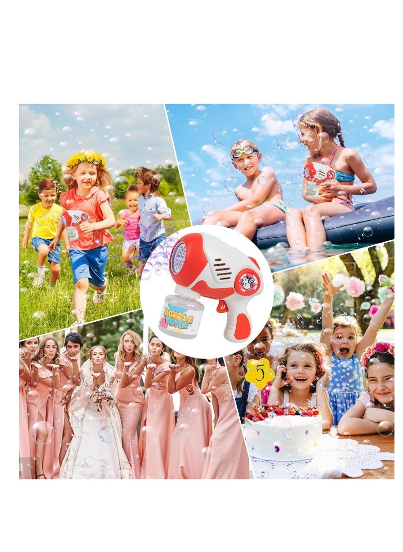 Bubble Machine Bubble Gun For Kids,Big 5 Hole Automatic Silent Bubbles Maker Toy with LED/125ml Solution/360° No leakage Bubble Blower with 10000+ Bubbles Per Minute 1Piece Assorted Color