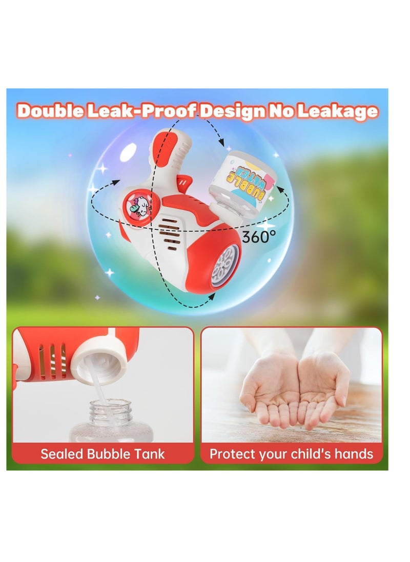 Bubble Machine Bubble Gun For Kids,Big 5 Hole Automatic Silent Bubbles Maker Toy with LED/125ml Solution/360° No leakage Bubble Blower with 10000+ Bubbles Per Minute 1Piece Assorted Color