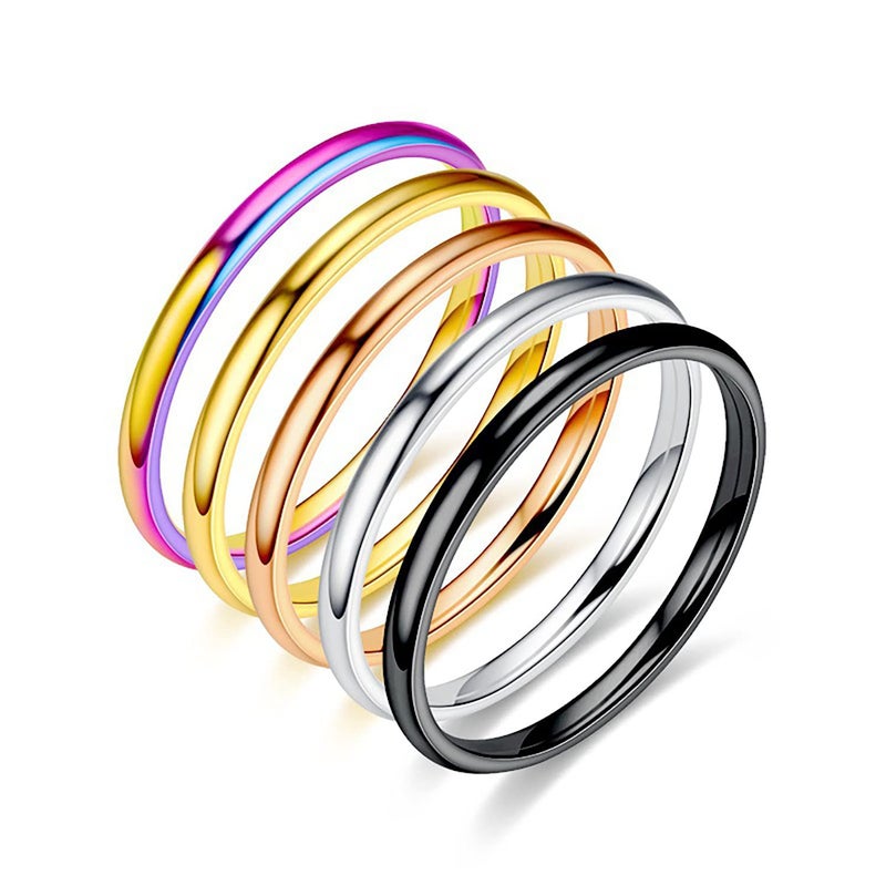Moplusea 2mm Stainless Steel Classical Plain Stacking Band Statement Wedding Promise Ring For Women (Silver, 8) - Image 3