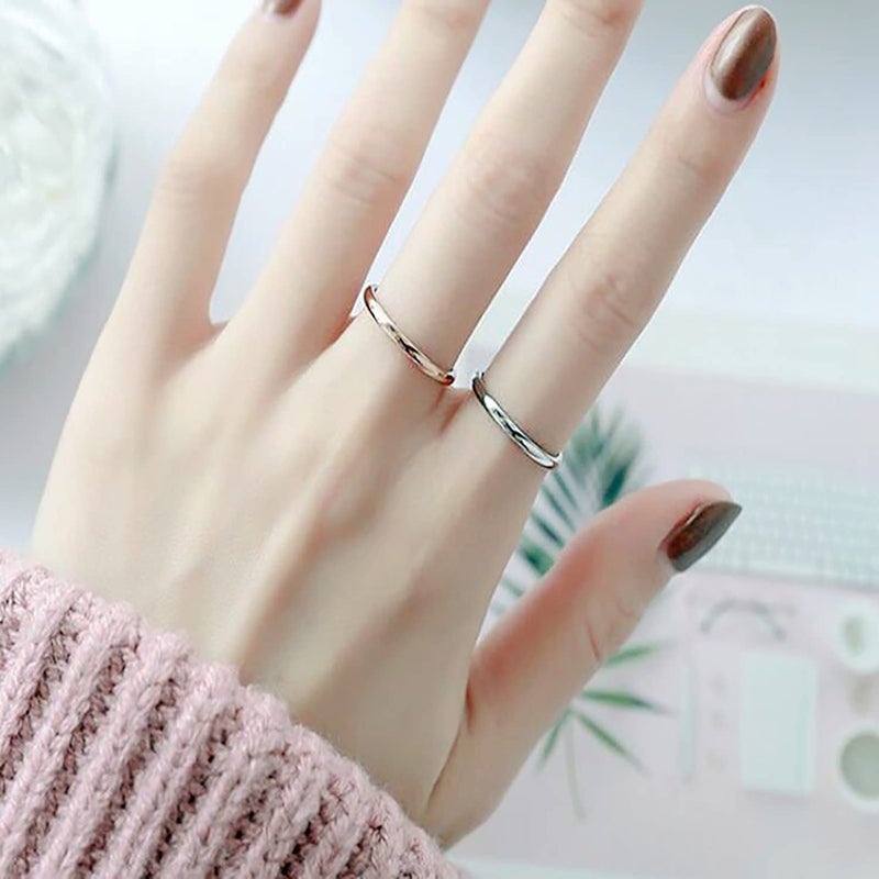 Moplusea 2mm Stainless Steel Classical Plain Stacking Band Statement Wedding Promise Ring For Women (Silver, 8) - Image 4