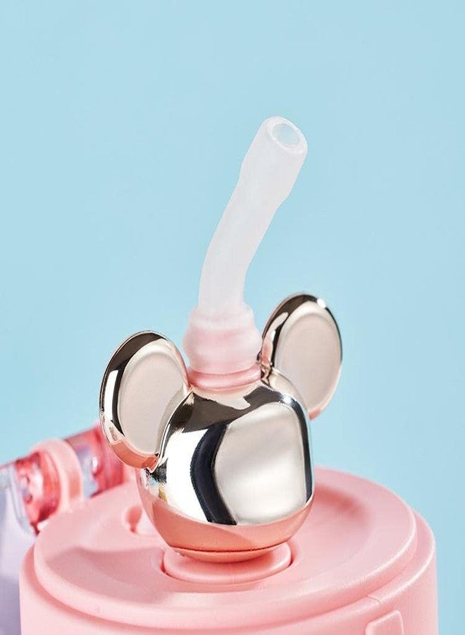 ماياترا زجاجة مياه ماياترا المدرسية للأطفال - زجاجة مياه تريتان مزودة بماصة وحزام قابل للتعديل للأطفال، زجاجة مياه برسومات كرتونية لطيفة للأولاد والبنات (600 مل) (وردي) - Image 2