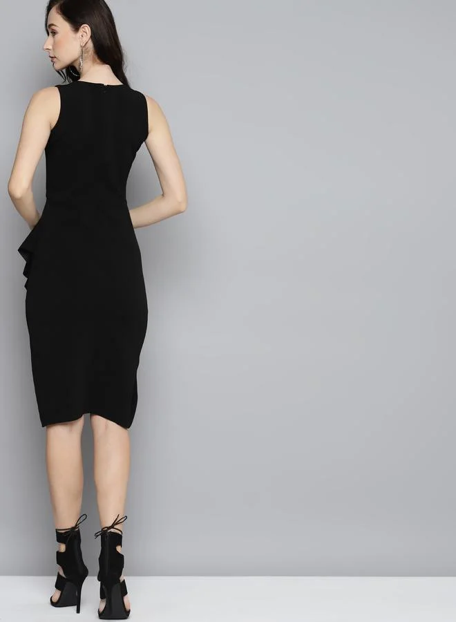 SASSAFRAS Ruffled Sleeveless Sheath Dress