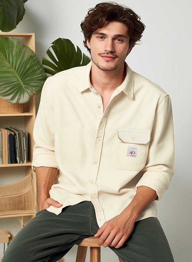 trendyol Stone Relaxed Fit Label Detailed Single Pocket Gabardine Textured Shirt Jacket TMNAW24GO00061 - Image 1