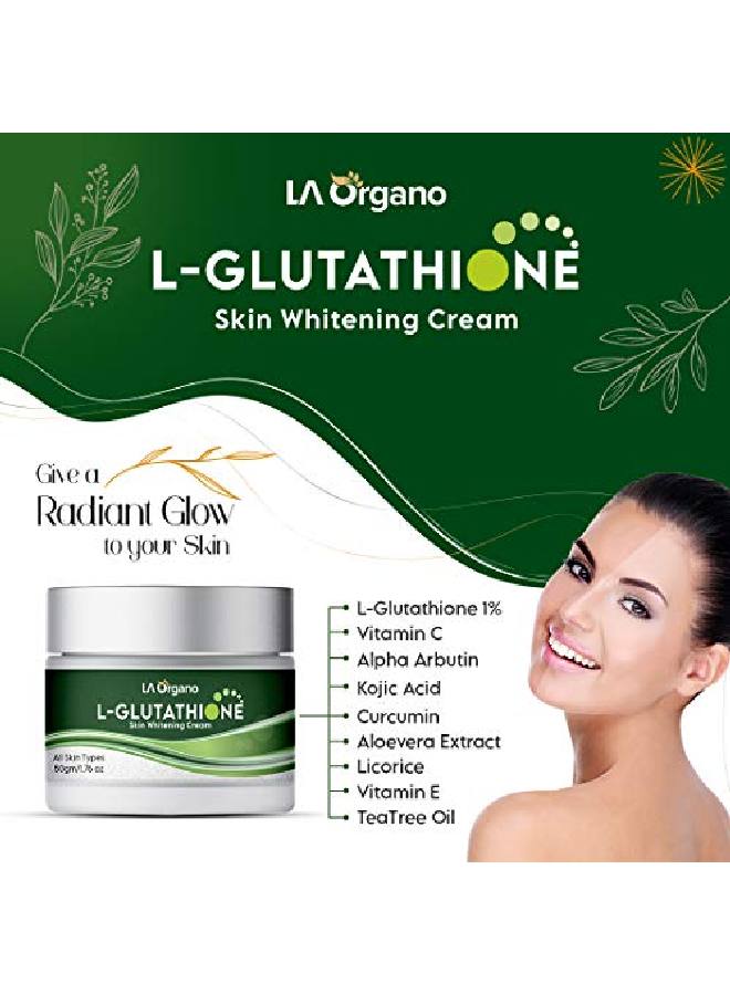 LA Organo LGlutathione Cream For Skin Whitening Reduces Dark Spots And Skin Ageing With Vitamin C & Kojic Acid 50gm - Image 3