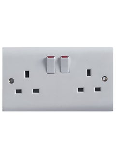 G&T Wig Double Switch Wall Socket White 13A MP 2 GANG 