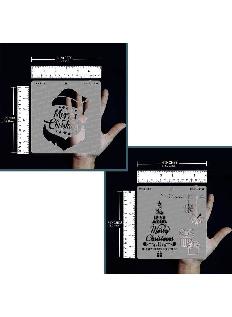 CrafTreat CrafTreat Christmas Stencils Combo - Santa Christmas & Christmas Tree Wish (2Pcs) - Size: 6X6 Inches - Christmas Tree Stencils - Word Stencils for Christmas - Merry Christmas Stencils  - Image 3
