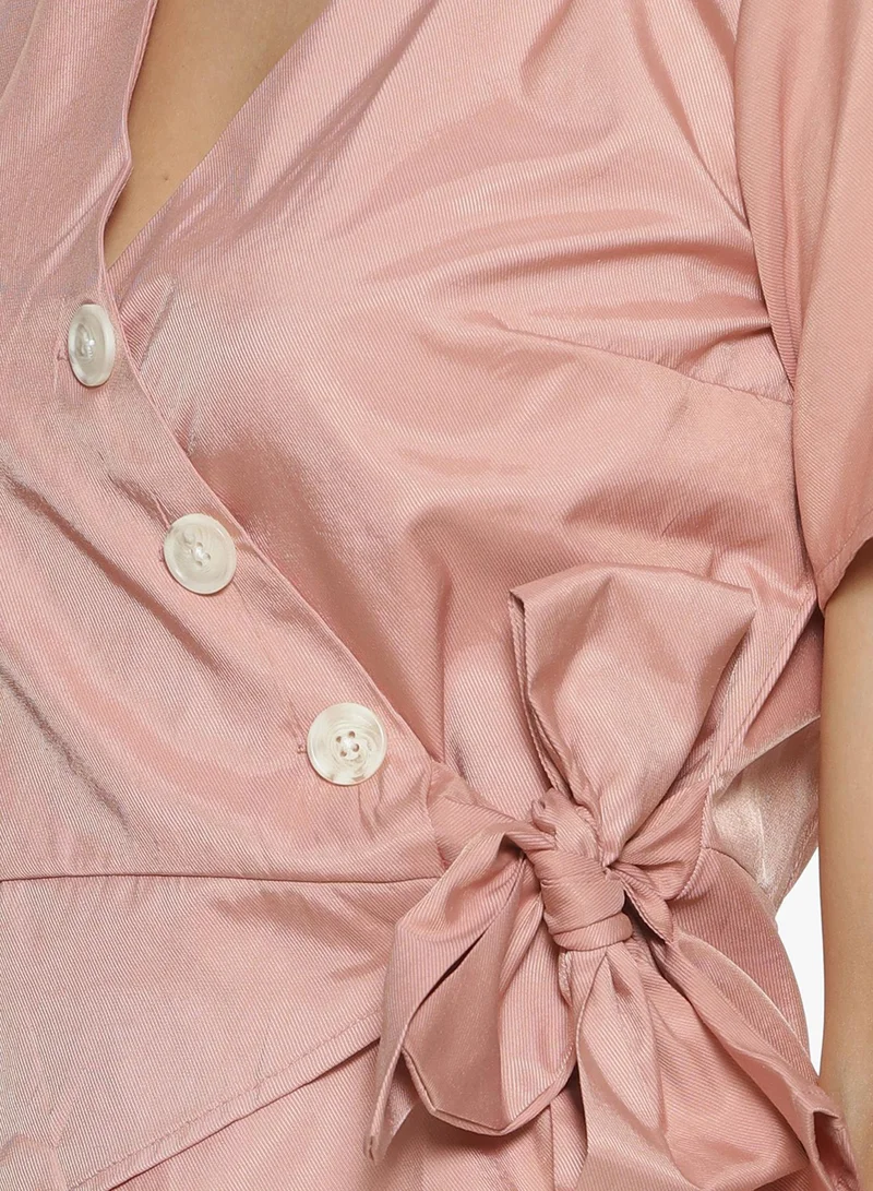PINACOLADA Women's Nude Pink Wrap Crop Top