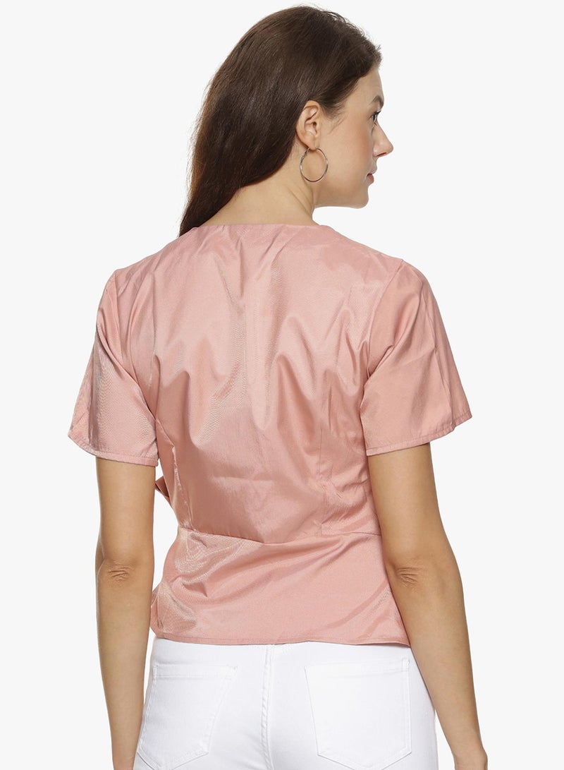 PINACOLADA Women's Nude Pink Wrap Crop Top - Image 3