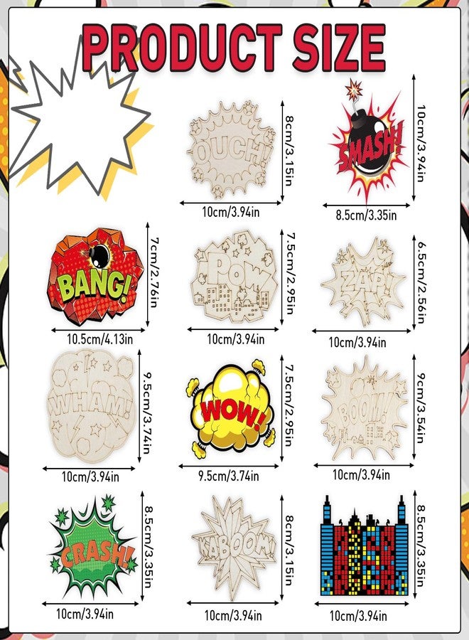 Lcoor Superhero Party Favors - 22PCS Hero Painting Craft Kits, DIY Hero Comic Wooden Painting Kit for Kids Coloring Crafts for Christmas Gifts Birthday Party Decorations Supplies (Superhero) - Image 2