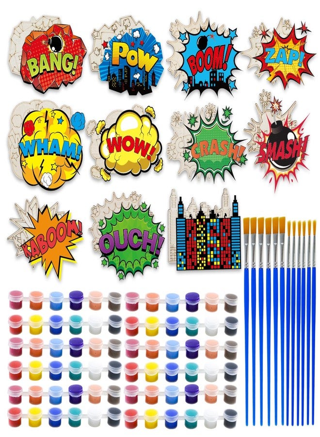 Lcoor Superhero Party Favors - 22PCS Hero Painting Craft Kits, DIY Hero Comic Wooden Painting Kit for Kids Coloring Crafts for Christmas Gifts Birthday Party Decorations Supplies (Superhero) - Image 1