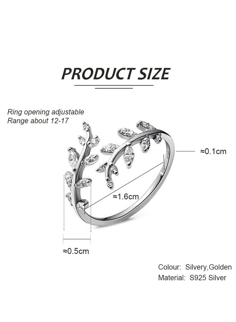 أوراق التفاف خواتم خواتم فضية للنساء خواتم قابل للتعديل للنساء الذهب ورقة بيان حلقة هيبوالرجينيك خواتم مفتوحة للفتيات الهدايا - Image 5