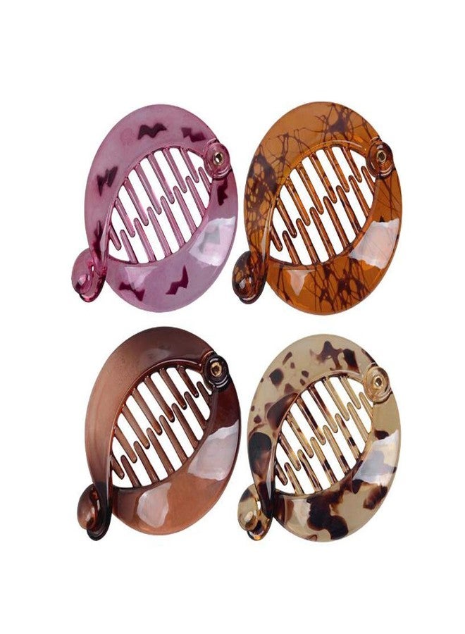 Natuworld 4Pcs 2.5 Inch Banana Fish Hair Clips Barrette Effortless Beauty Assorted Side Combs Ponytail Hair Clip Comb Pin French Round Banana Clips Hair Accessories for Women Ladies Girls (Color Random) - Image 1