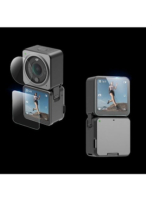 STARTRC Tempered Glass Screen Protector Compatible STARTRC 6 in 1 Lens + Front and Back LCD Display 9H 2.5D Tempered Glass Film for DJI Action 2