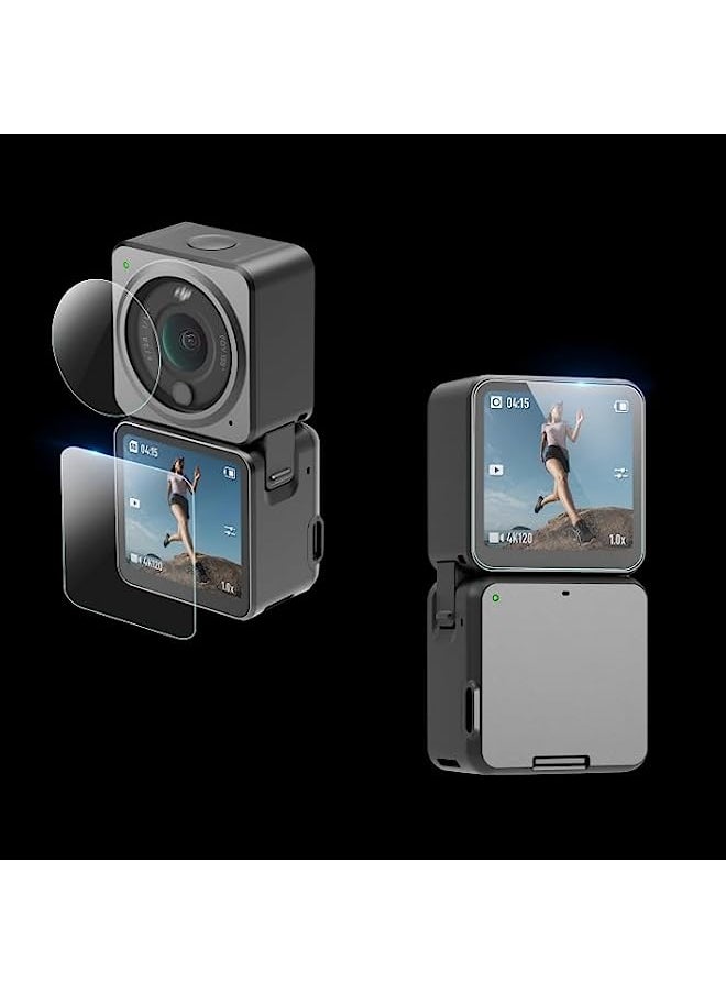 STARTRC Tempered Glass Screen Protector Compatible STARTRC 6 in 1 Lens + Front and Back LCD Display 9H 2.5D Tempered Glass Film for DJI Action 2