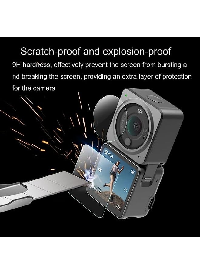 STARTRC Tempered Glass Screen Protector Compatible STARTRC 6 in 1 Lens + Front and Back LCD Display 9H 2.5D Tempered Glass Film for DJI Action 2