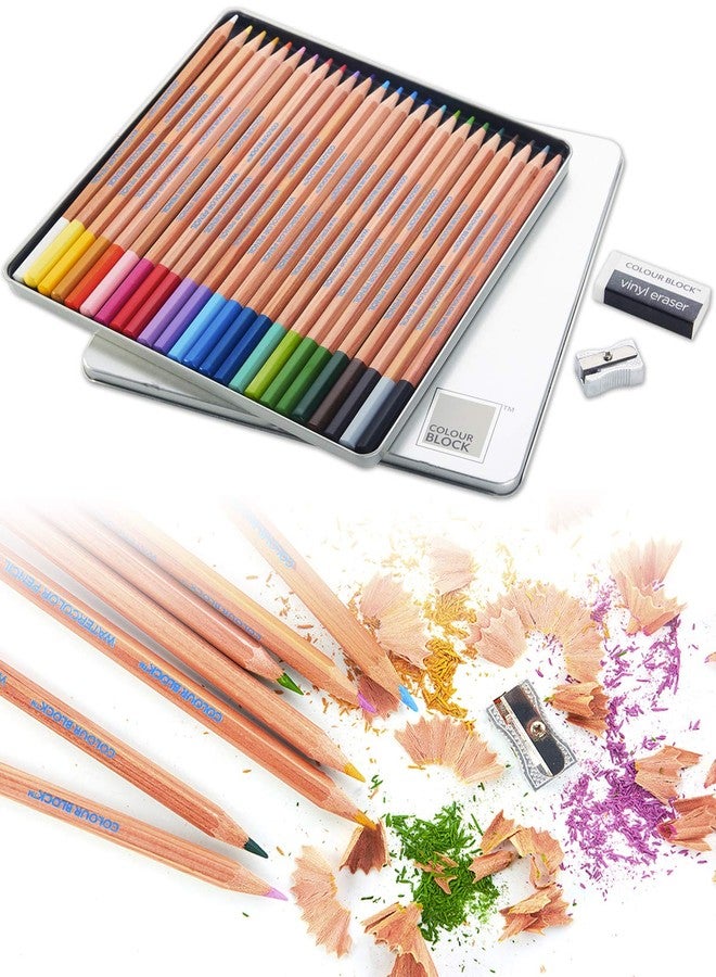 COLOUR BLOCK 24PC Premium Cedar Wood Watercolor Pencil Set with I Ideal pencil kit for Drawing, Sketching, Coloring and Painting travel watercolor pencils - Image 2