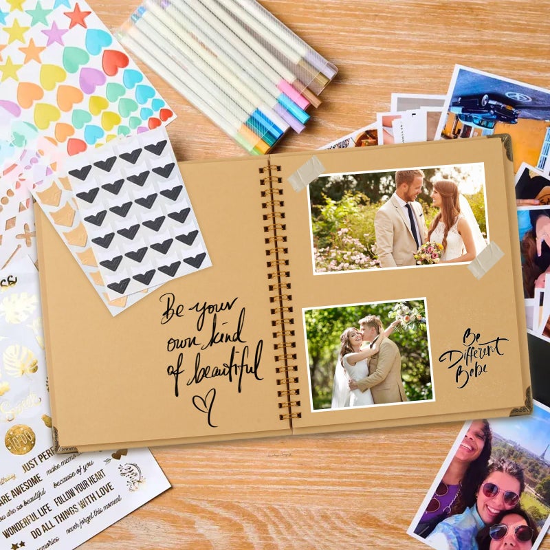 Joyberg Scrapbook 80 Pages, Scrapbooking Supplies 8 x 8 In, junk journal Album Suitable for Album Memory Book Wedding, Anniversary Family, DIY Craft Projects (Brown) - Image 2