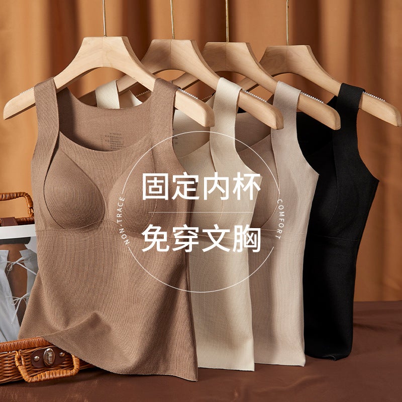 Autumn Winter Velvet Warm Vest Wool Silk Thermal Women Khaki - Image 3