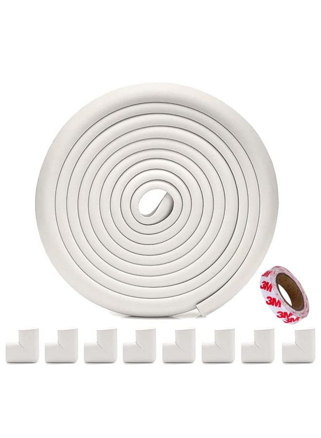 KidDough Baby Proofing Corner Safety Strip And Corner Guard ; Thick Rubber Edge Corner Protector Guard ; Sharp Corner Guard ; Corner Protector For Kids (White 5 Meters Roll + 8 Corner Guards) - Image 1
