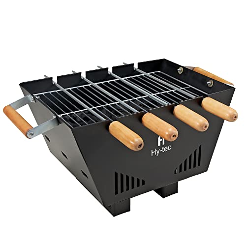 H Hy-tec (Device) HYBB - Tabletop Charcoal Grill Barbeque with 4 Skewers & Charcoal Tray (Stellar Black) - Image 1
