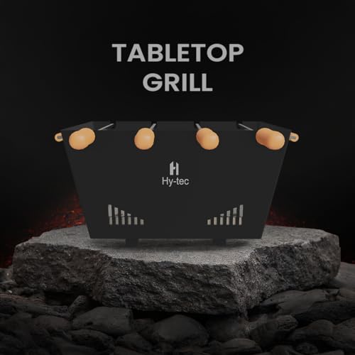 H Hy-tec (Device) HYBB - Tabletop Charcoal Grill Barbeque with 4 Skewers & Charcoal Tray (Stellar Black) - Image 2