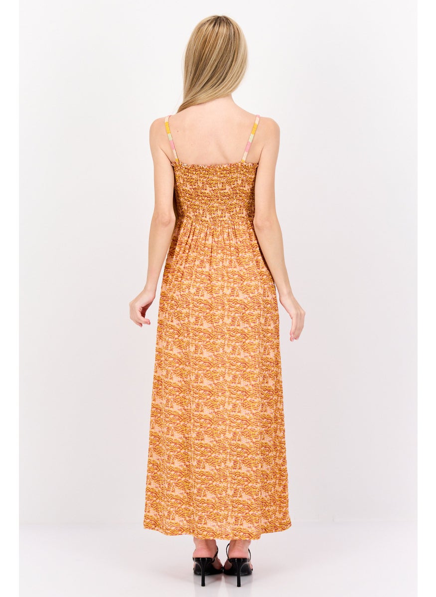 Scotch & Soda Women Textured Maxi Dress, Yellow Combo  - Image 3
