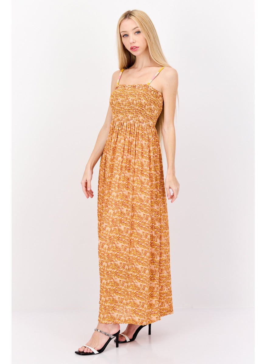 Scotch & Soda Women Textured Maxi Dress, Yellow Combo  - Image 1