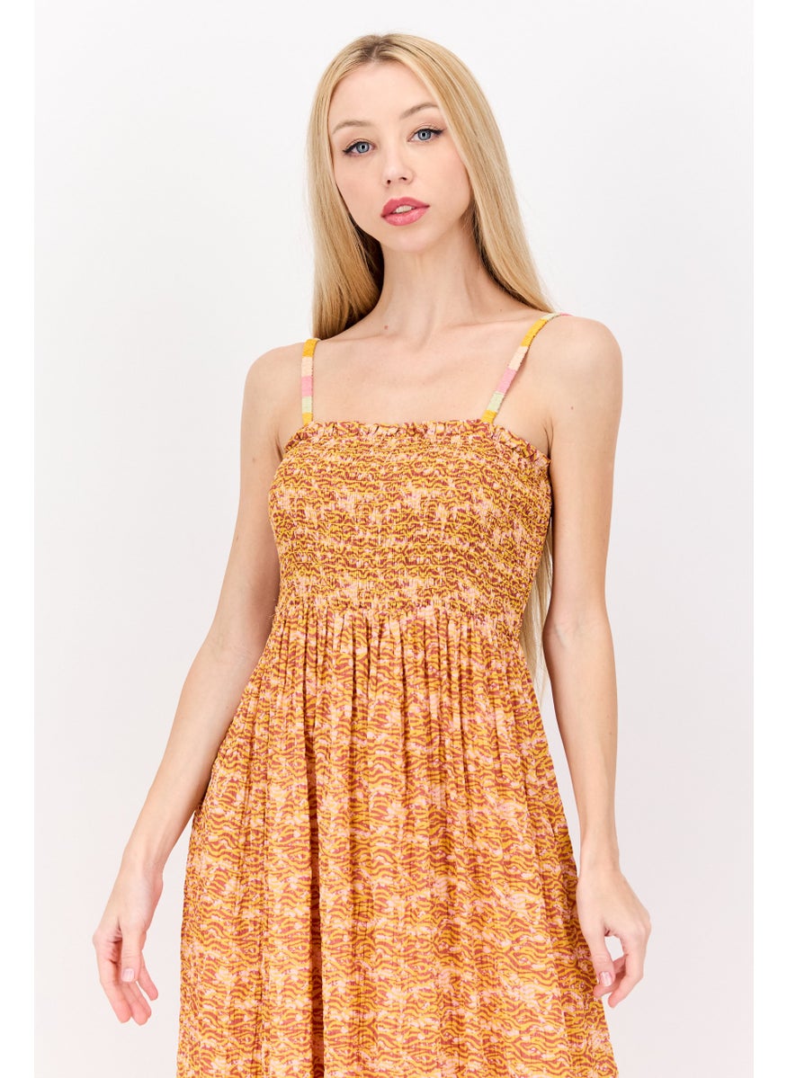 Scotch & Soda Women Textured Maxi Dress, Yellow Combo  - Image 2