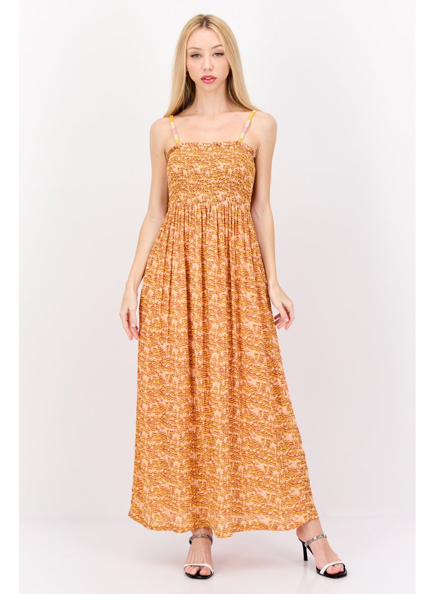 Scotch & Soda Women Textured Maxi Dress, Yellow Combo  - Image 4