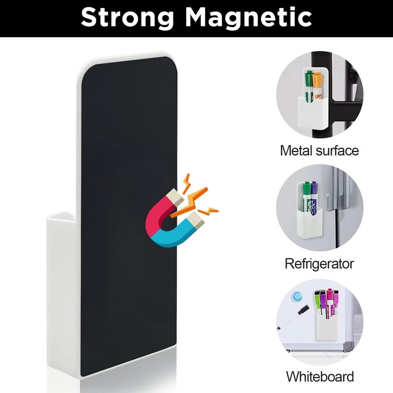 nalaina Magnetic Marker Holder, 2 Pack Magnetic Dry Erase Marker Holder, Pen and Eraser Holder for Whiteboard for School, Office, Home, Fridge, Locker and Metal Cabinets, White - Image 3