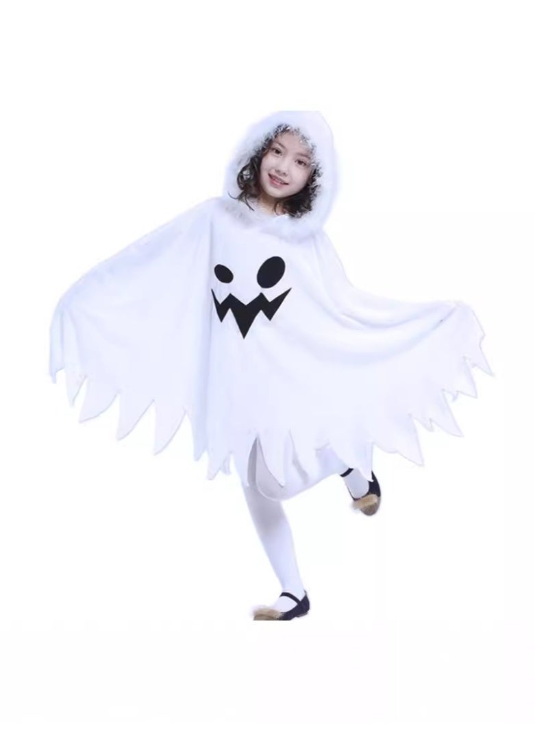 NIBEMINENT Halloween children's costume: White hooded ghost costume dress dress dress costume - Image 1