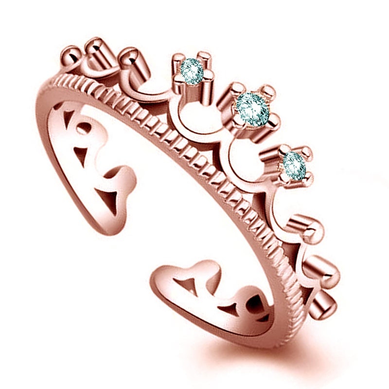 Okos Rose Gold Plated CZ Jewellery Combo of 4 Designer Finger Rings Adorned With White CZ Stones for Girls and Women CO1000427 - Image 2