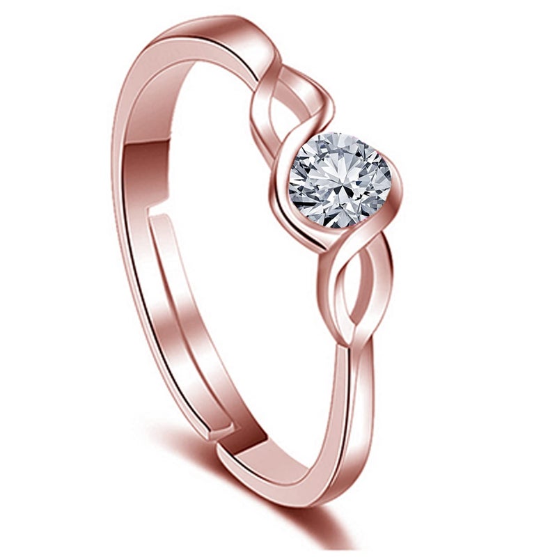 Okos Rose Gold Plated CZ Jewellery Combo of 4 Designer Finger Rings Adorned With White CZ Stones for Girls and Women CO1000427 - Image 5
