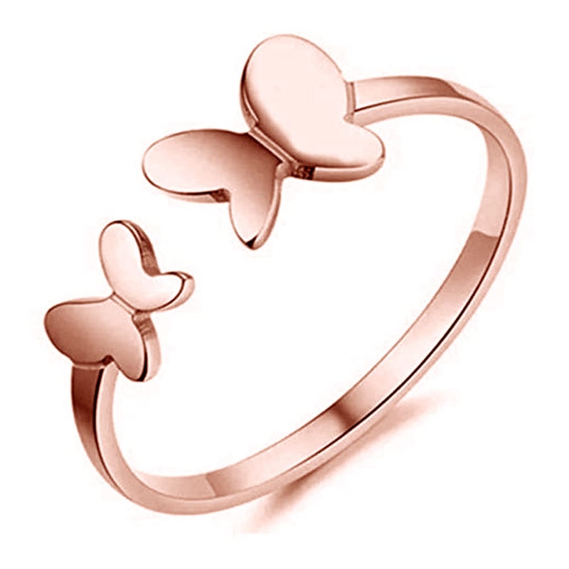 Okos Rose Gold Plated CZ Jewellery Combo of 4 Designer Finger Rings Adorned With White CZ Stones for Girls and Women CO1000427 - Image 4