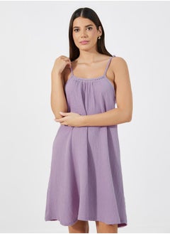 Styli Cotton Gauze Lace Ladder Insert Slip Dress  - Image 1