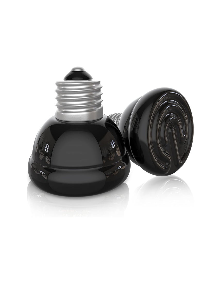 KASTWAVE Reptile Heat Bulb 2 Pack 75W Ceramic Heat Emitter E27 Black Infrared Ceramic Heat Lamp Pet Ceramic Heat Bulb for Reptiles Lizards Tortoise Snakes Chicken - Image 1