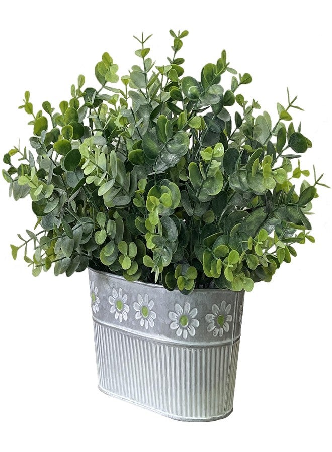 CANCLEAR Artificial Potted Eucalyptus Plants, Fake Greenery Plant Arrangements in Rustic Rectangular Pot Table Centerpiece, 1-Pack - Image 1