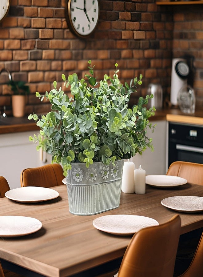 CANCLEAR Artificial Potted Eucalyptus Plants, Fake Greenery Plant Arrangements in Rustic Rectangular Pot Table Centerpiece, 1-Pack - Image 5