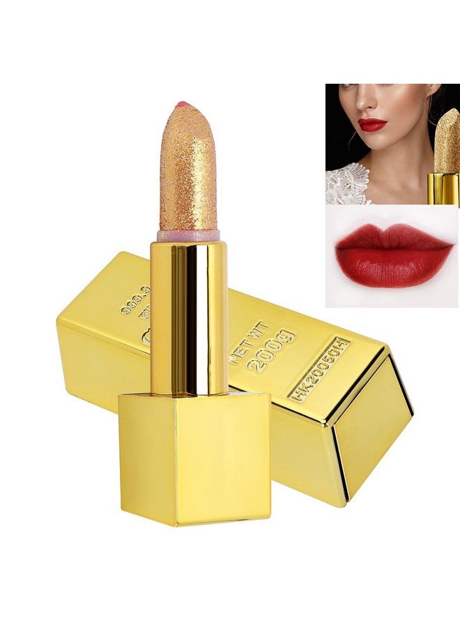 TMISHION Lipstick, Sparkle Lipstick Gold Bar Design Shimmering lipstick for long-lasting shine & intense color Waterproof Long-lasting Moisturizing Smooth Lips Make-up Cosmetics 3.5g(02) - Image 1