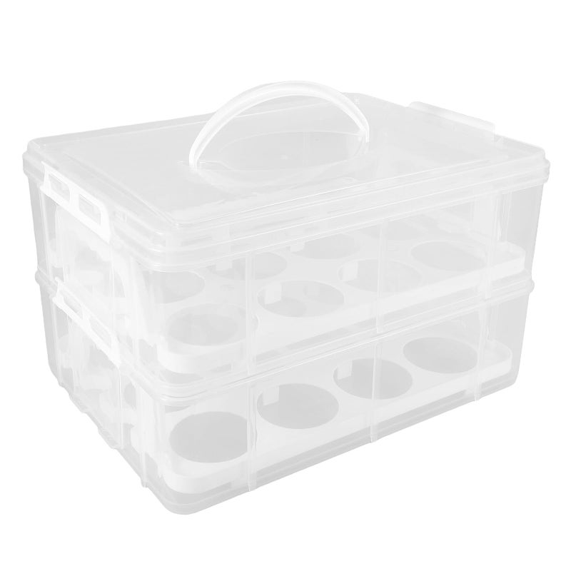 Two Layer 24 Cup Dessert Carrier Case With Handle For Transporting Cupcakes And Food - Image 2