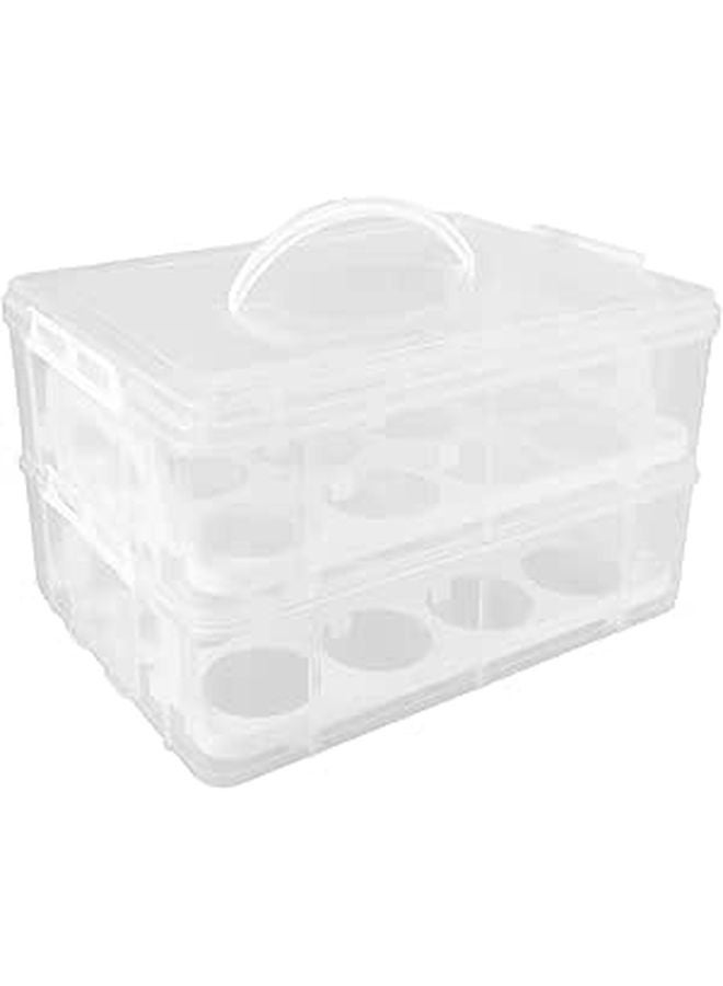 Two Layer 24 Cup Dessert Carrier Case With Handle For Transporting Cupcakes And Food - Image 1