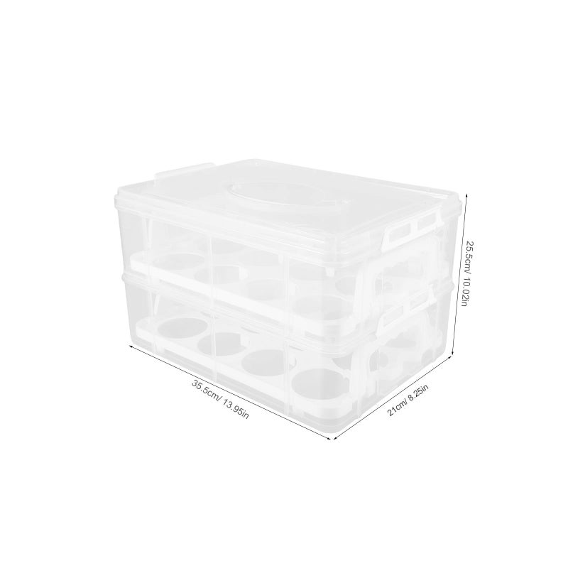Two Layer 24 Cup Dessert Carrier Case With Handle For Transporting Cupcakes And Food - Image 3