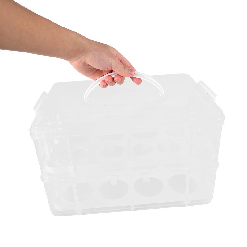 Two Layer 24 Cup Dessert Carrier Case With Handle For Transporting Cupcakes And Food - Image 5