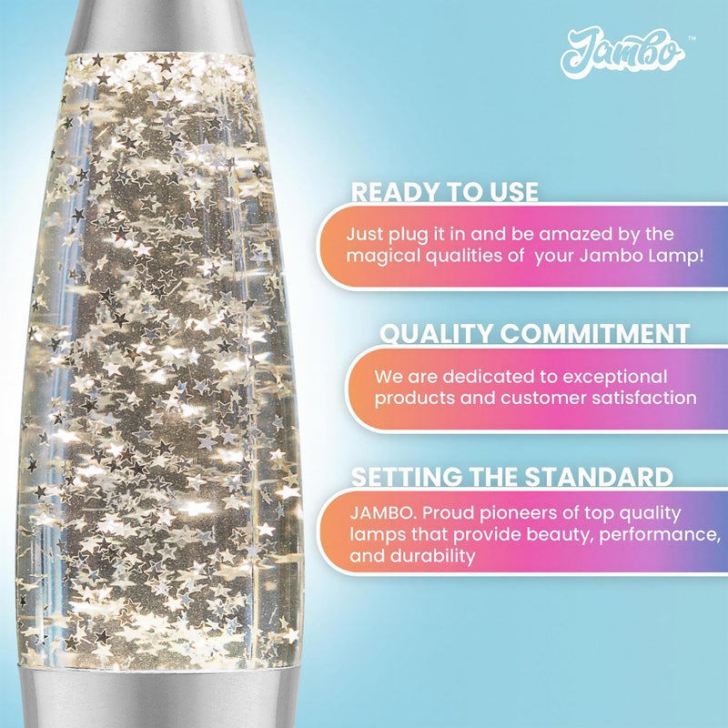 Jambo 16-Inch Silver Star Glitter Lamp I Beautiful Liquid Lamp I Entertaining for Adults and Kids I Perfect Holiday Gift - Image 3